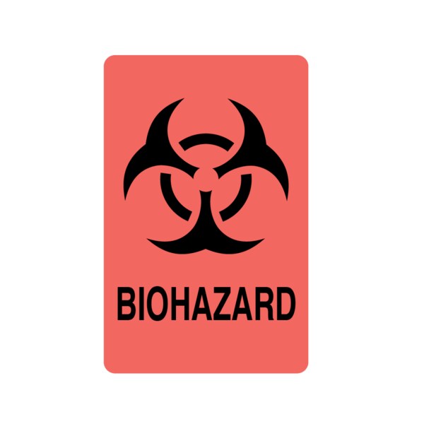 Label, Biohazard Symbol 3-1/2" x 2-1/4"
